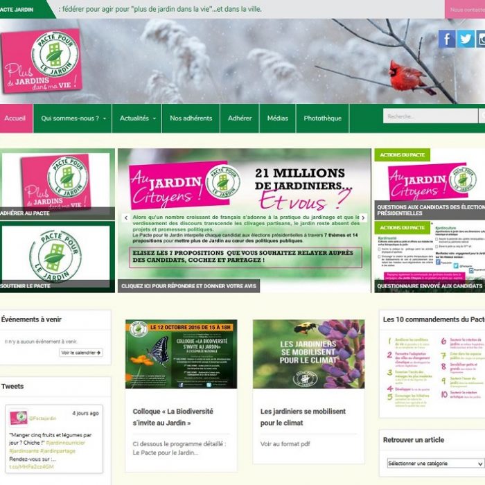 site internet Pacte pour le Jardin