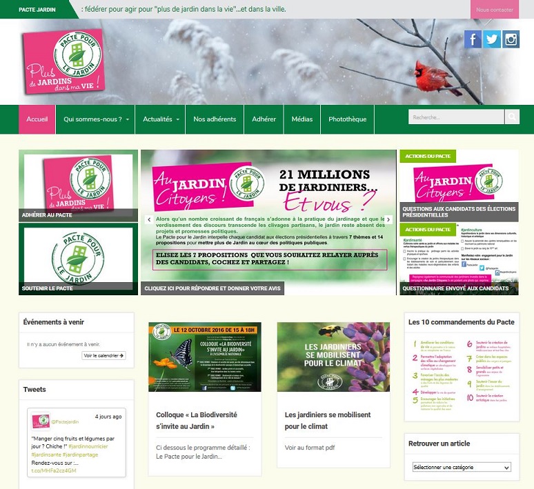 site internet Pacte pour le Jardin