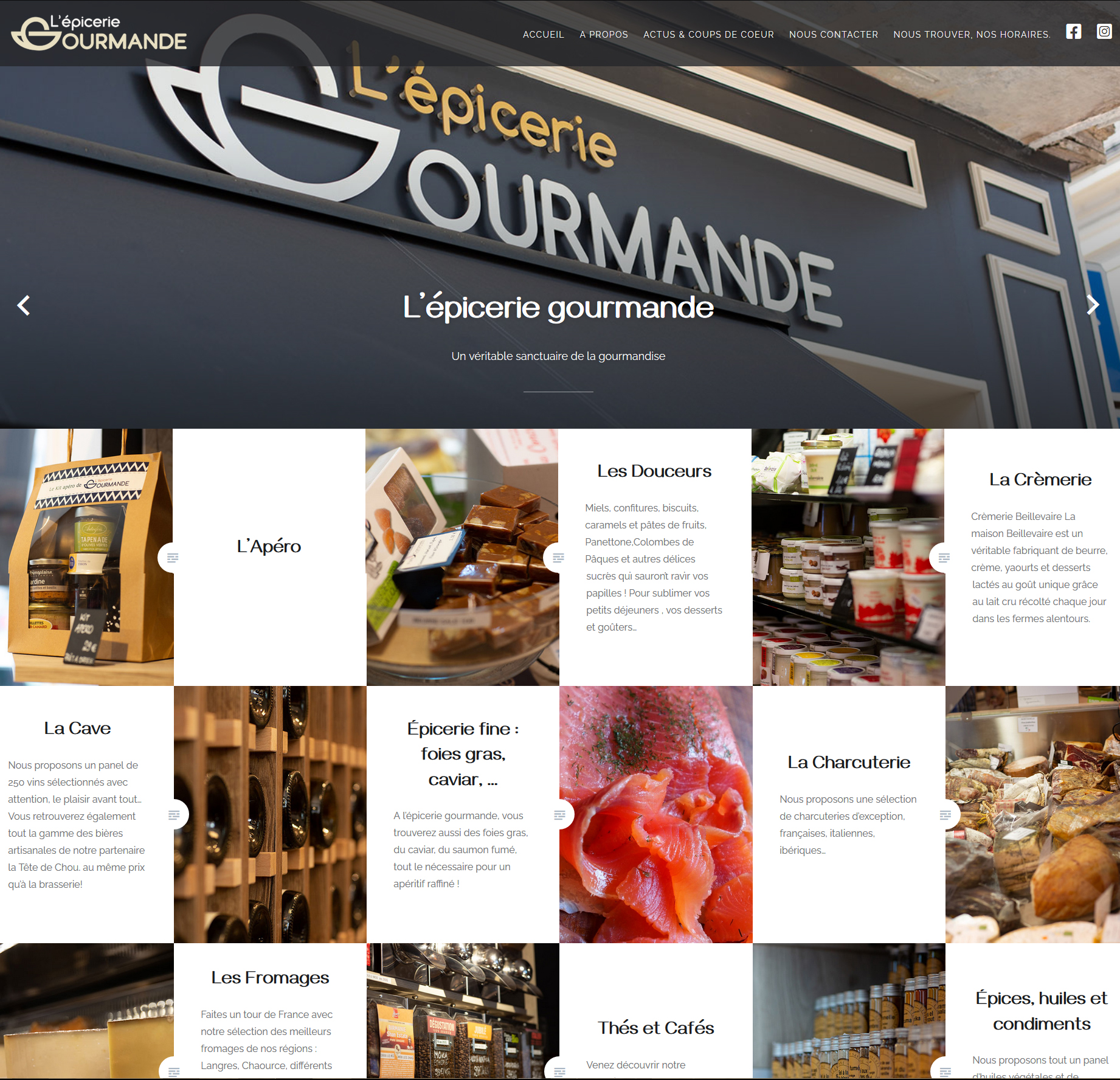 Site internet Epicerie Gourmande Epernay - page d'accueil