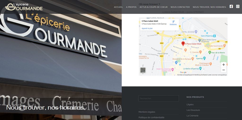 Site internet Epicerie Gourmande Epernay