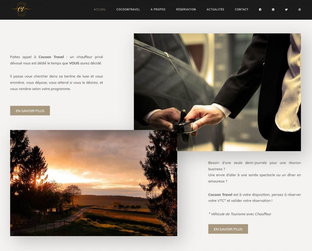 SIte web Cocoone Travel VTC Reims