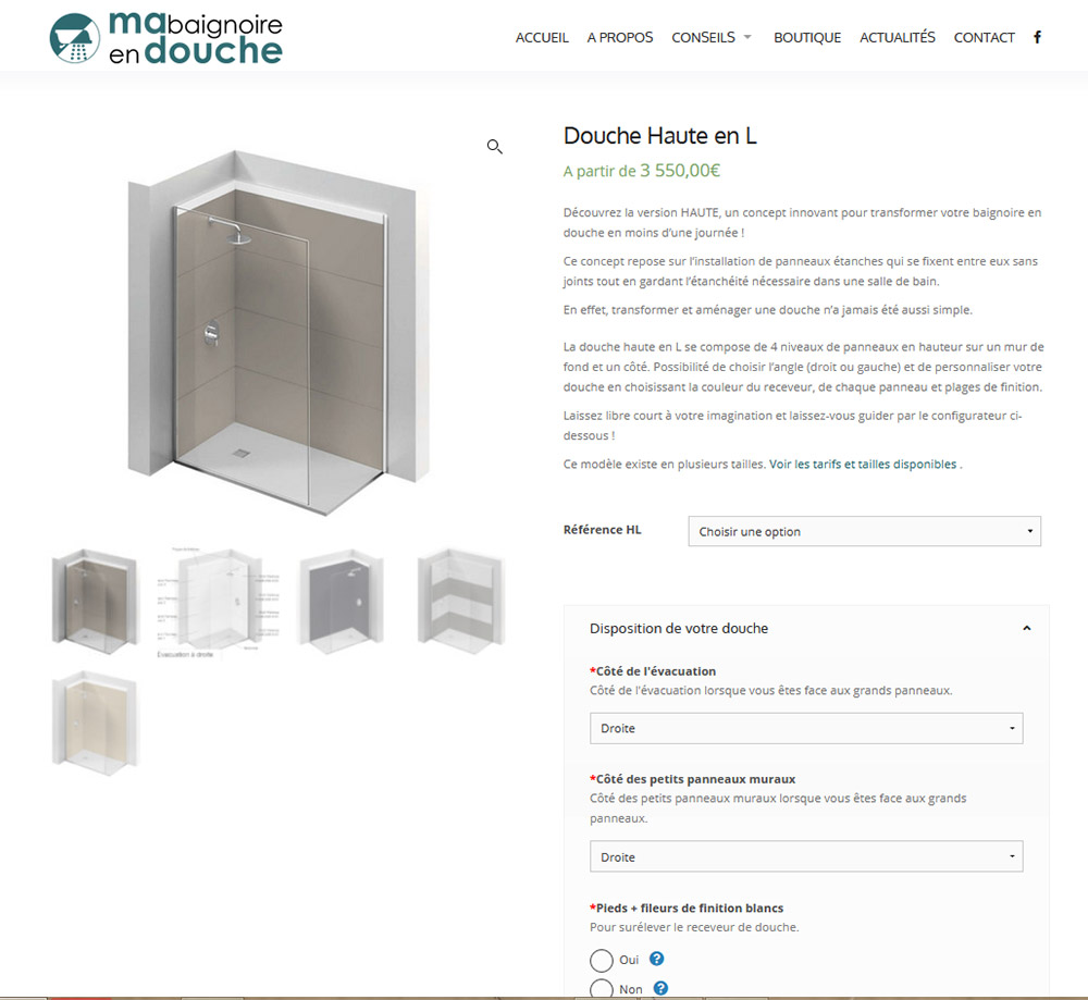Site internet Ma Baignoire en Douche