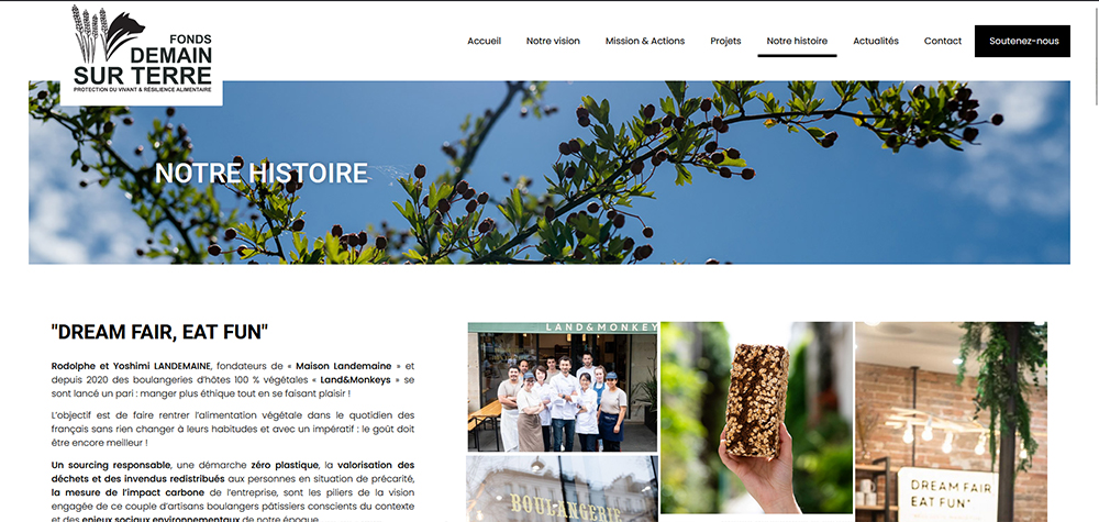 Site Web fonds Demain sur Terre