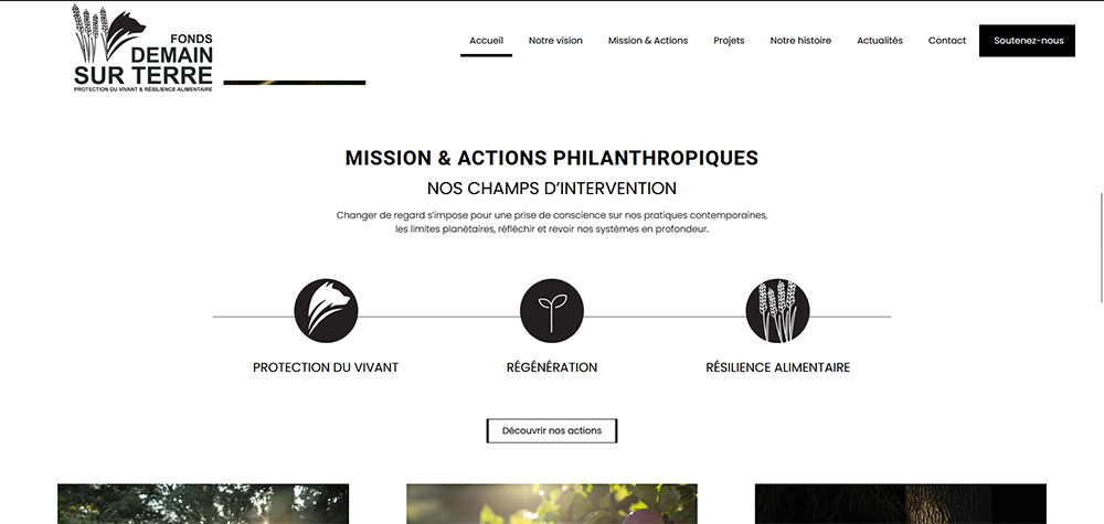 Site Web fonds Demain sur Terre